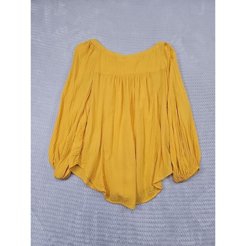 Maeve Shirt Womens 6 Boswell Peasant Blouse Mustard Yellow Anthropologie - Picture 6 of 7